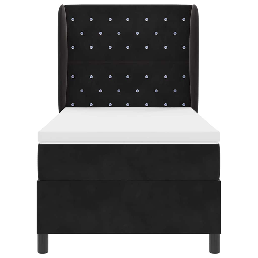 vidaXL Κρεβάτι με ελατήρια με στρώμα Μαύρο 190 x 90 cm Βελούδο