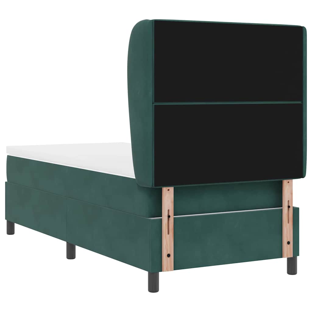 vidaXL Κρεβάτι με ελατήρια Σκούρο Πράσινο 190 x 90 cm Βελούδο