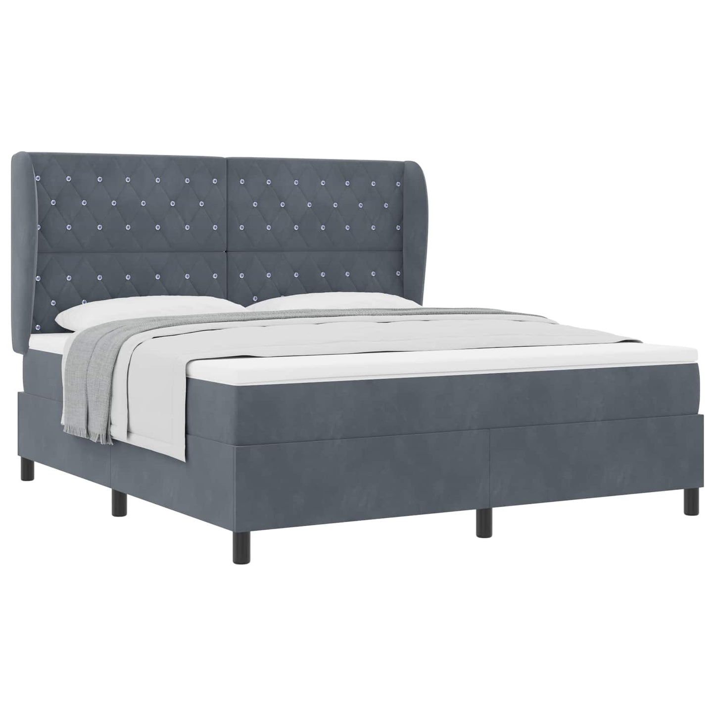 vidaXL Κρεβάτι με ελατήρια Σκούρο Γκρι 200 x 180 cm Βελούδο