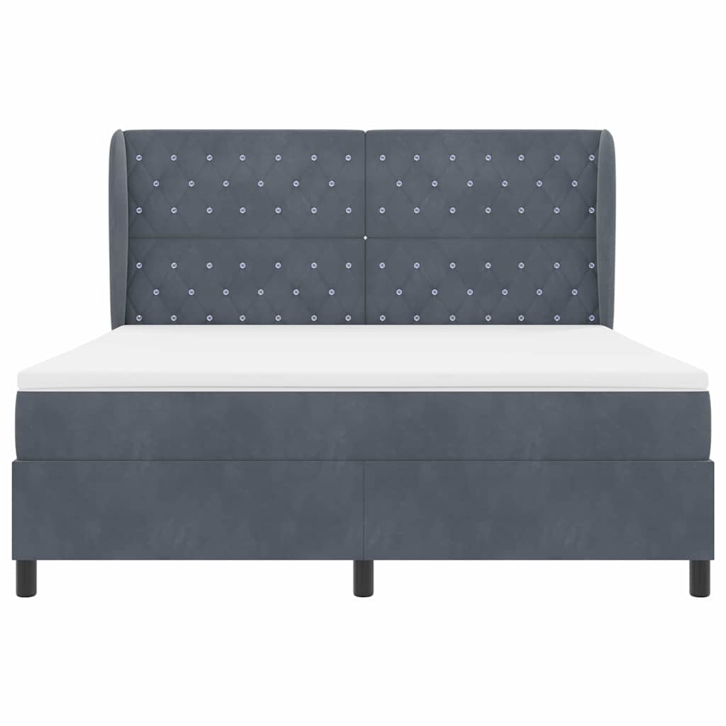 vidaXL Κρεβάτι με ελατήρια Σκούρο Γκρι 200 x 180 cm Βελούδο