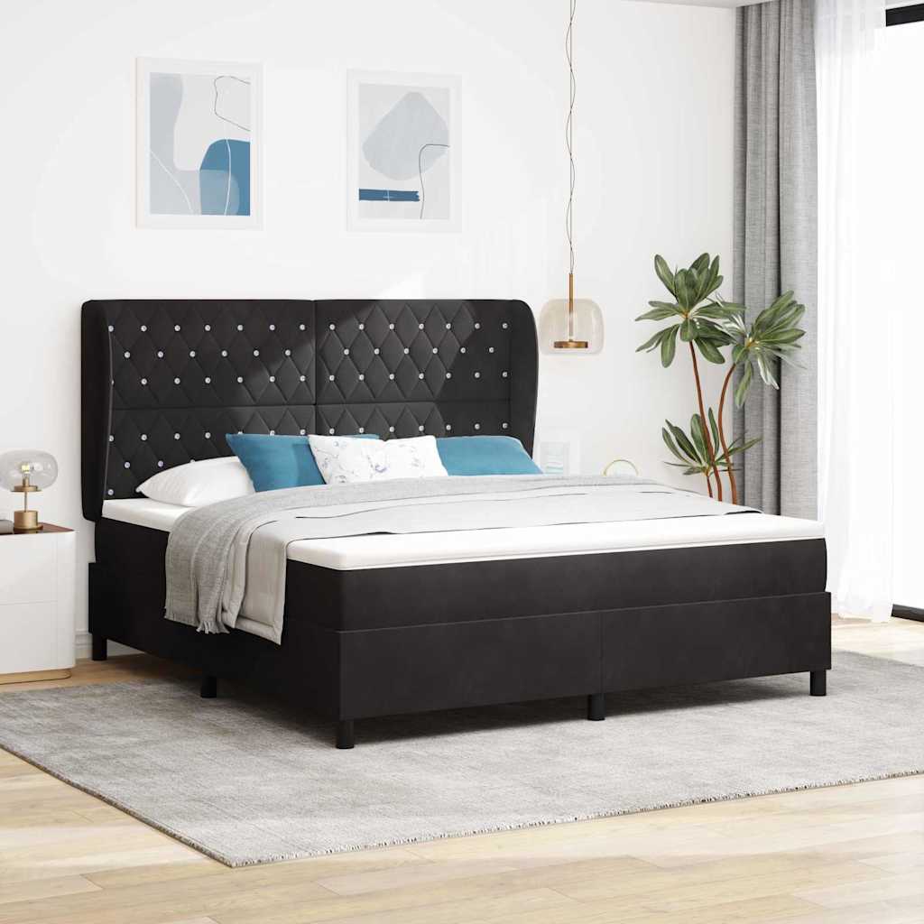 vidaXL Κρεβάτι με ελατήρια με στρώμα Μαύρο 200 x 180 cm Βελούδο