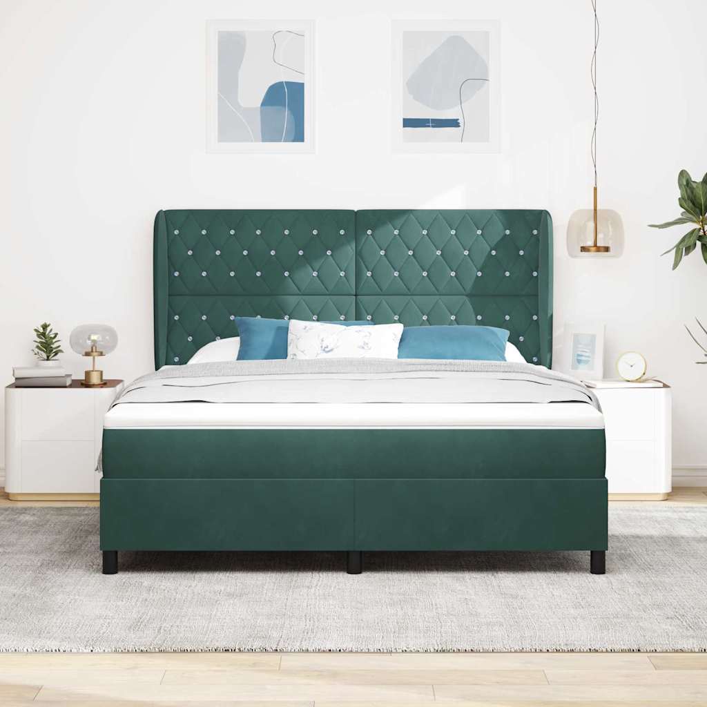 vidaXL Κρεβάτι με ελατήρια Σκούρο Πράσινο 200 x 180 cm Βελούδο