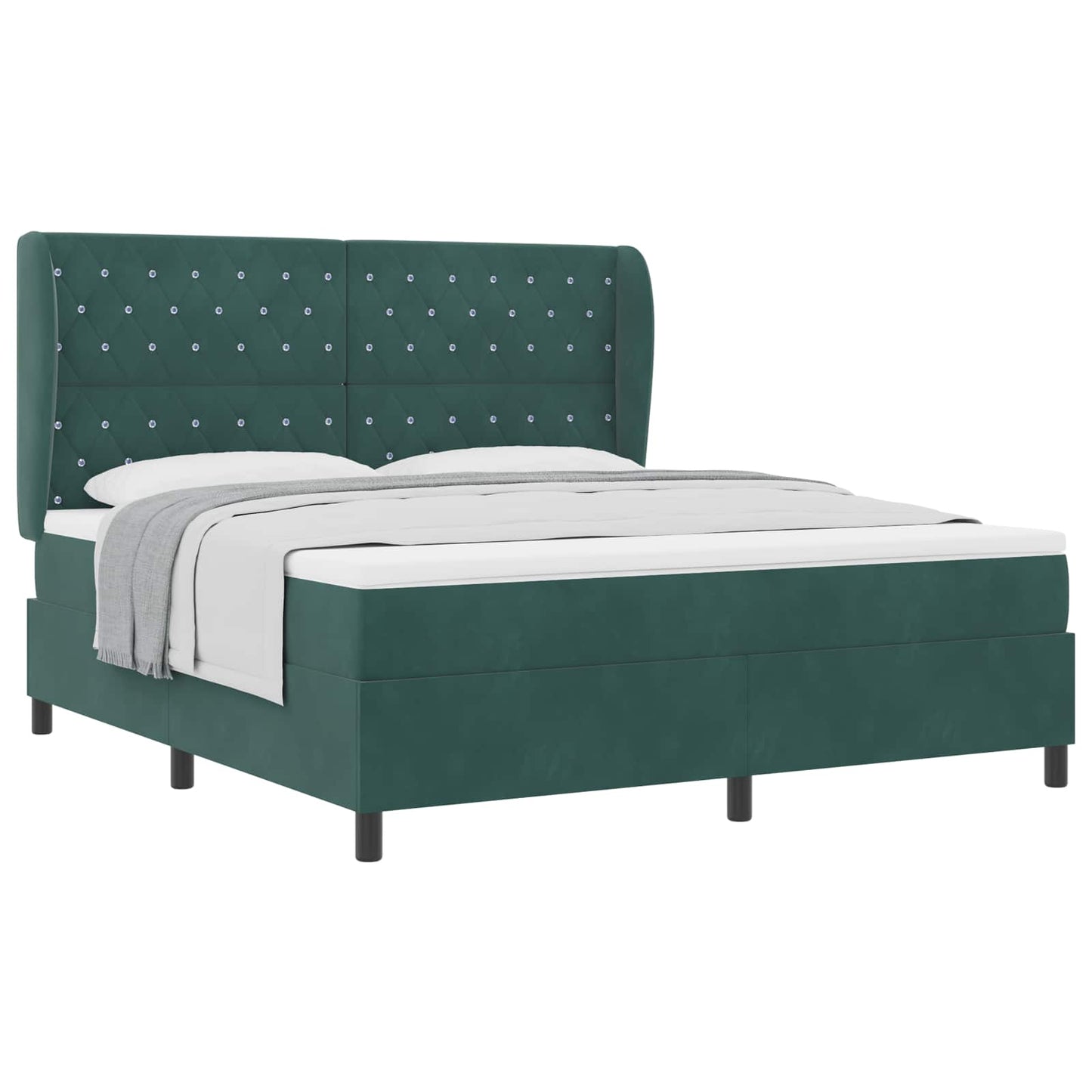 vidaXL Κρεβάτι με ελατήρια Σκούρο Πράσινο 200 x 180 cm Βελούδο