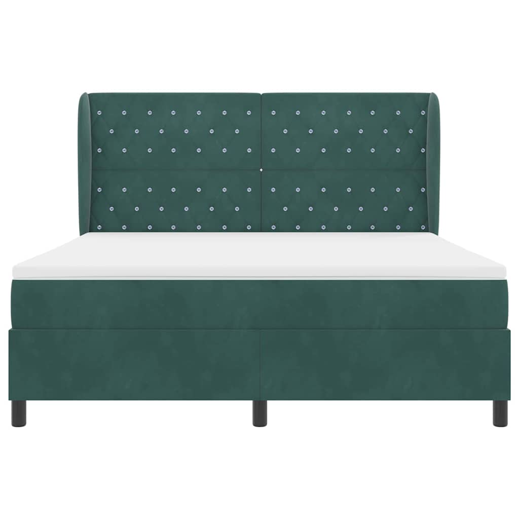 vidaXL Κρεβάτι με ελατήρια Σκούρο Πράσινο 200 x 180 cm Βελούδο