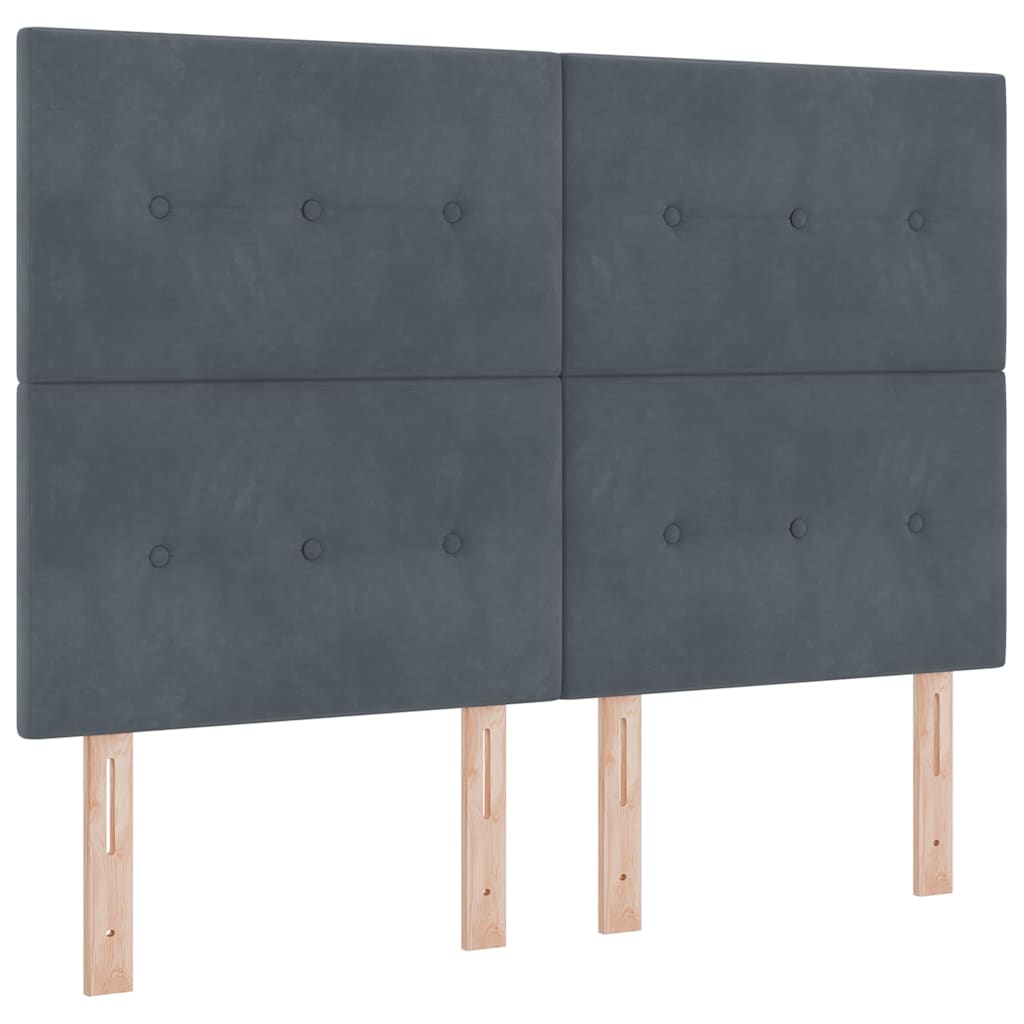 vidaXL Κρεβάτι με ελατήρια Σκούρο Γκρι 190 x 140 εκατοστά Βελούδο