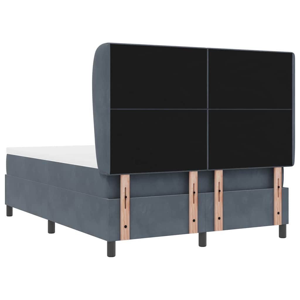 vidaXL Κρεβάτι με ελατήρια Σκούρο Γκρι 190 x 140 εκατοστά Βελούδο