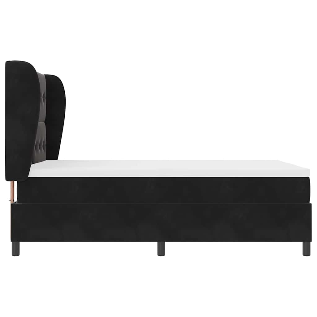 vidaXL Κρεβάτι με ελατήρια με στρώμα Μαύρο 190 x 140 εκατοστά Βελούδο