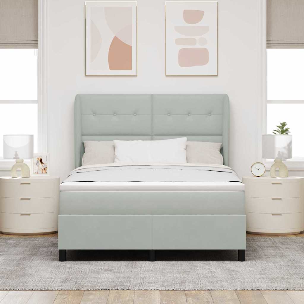 vidaXL Κρεβάτι με ελατήρια Ανοιχτό γκρι 200 x 140 cm Βελούδο