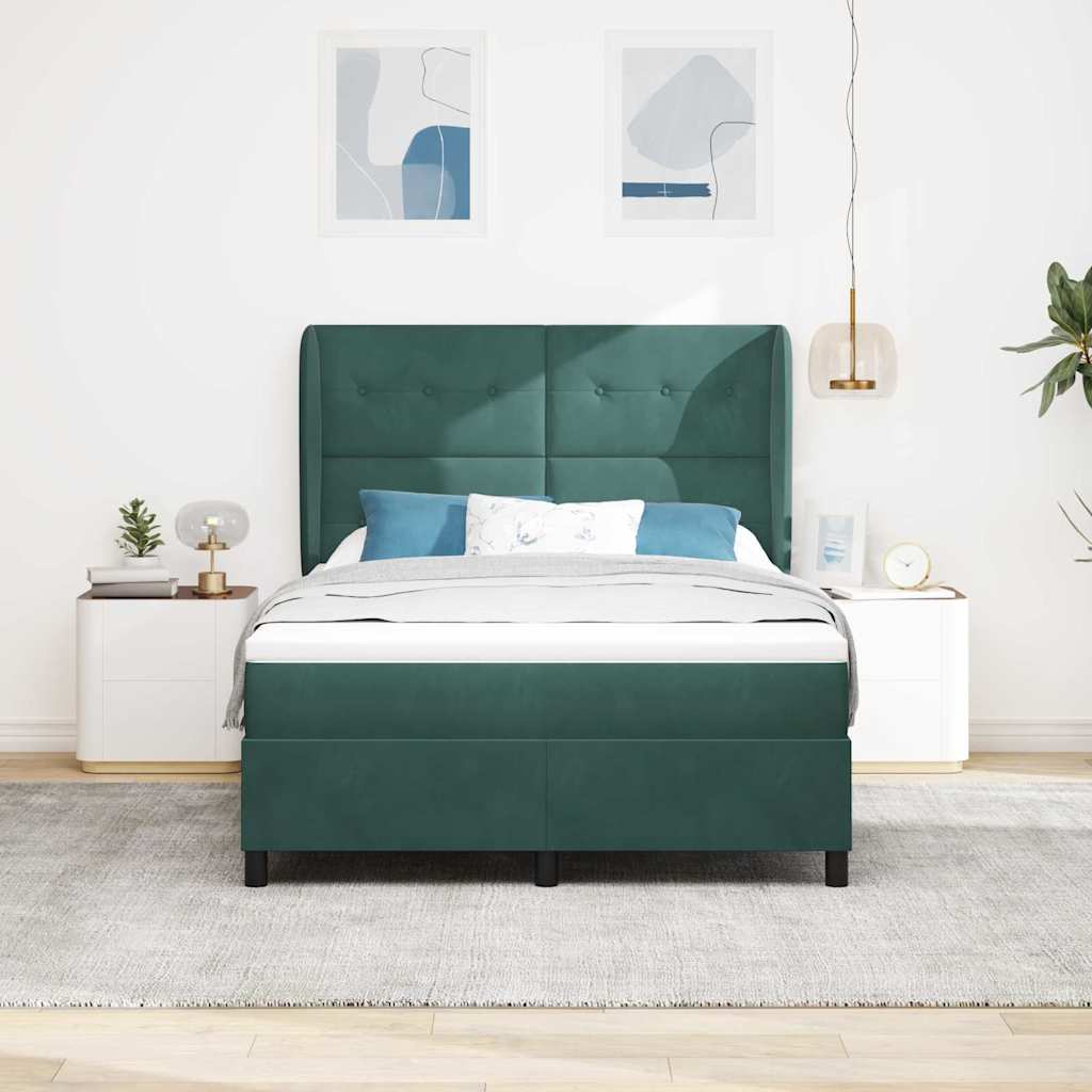 vidaXL Κρεβάτι με ελατήρια Σκούρο Πράσινο 200 x 140 cm Βελούδο