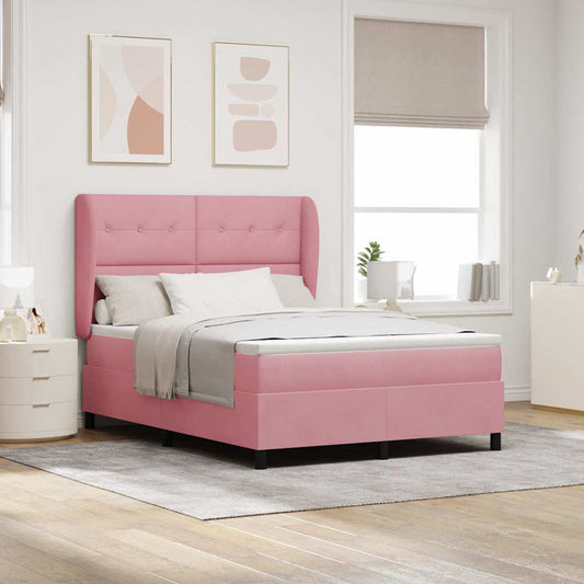 vidaXL Κρεβάτι με ελατήρια με κεφαλάρι Ροζ 200 x 140 cm Βελούδο
