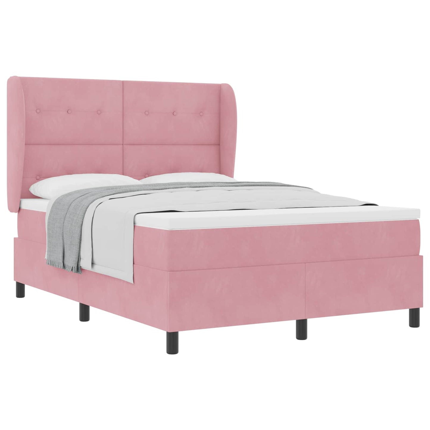 vidaXL Κρεβάτι με ελατήρια με κεφαλάρι Ροζ 200 x 140 cm Βελούδο