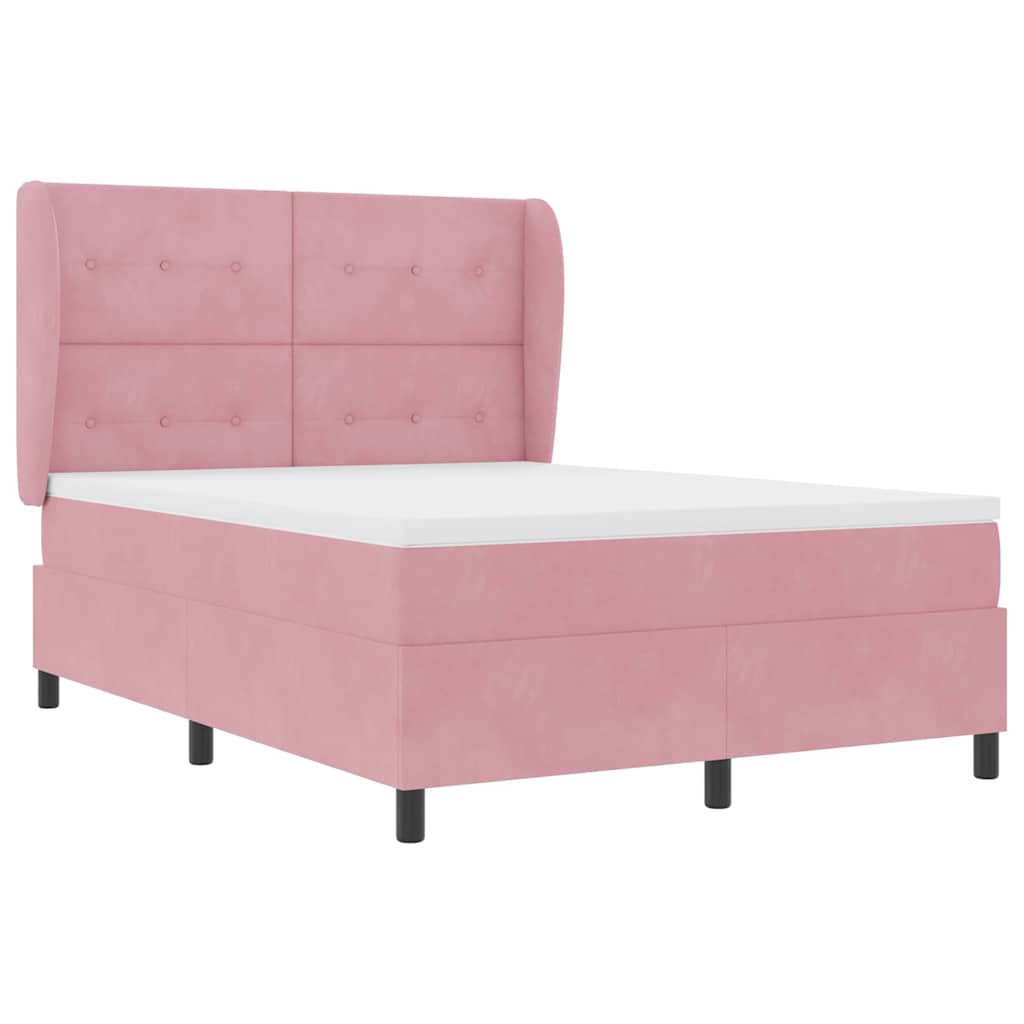 vidaXL Κρεβάτι με ελατήρια με κεφαλάρι Ροζ 200 x 140 cm Βελούδο