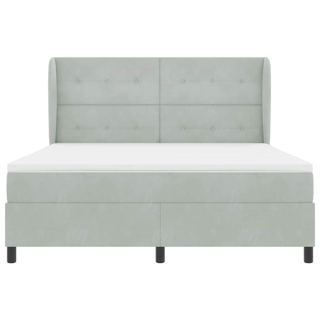 vidaXL Κρεβάτι με ελατήρια Ανοιχτό γκρι 200 x 180 cm Βελούδο