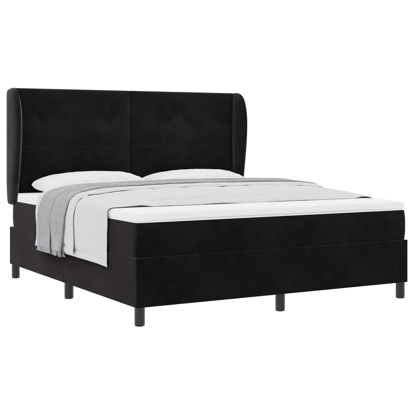 vidaXL Κρεβάτι με ελατήρια με κεφαλάρι Μαύρο 200 x 180 cm Βελούδο