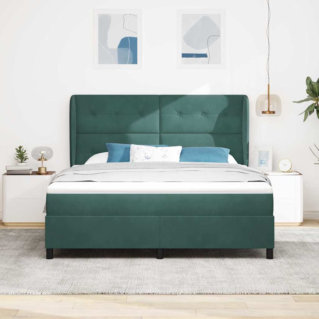 vidaXL Κρεβάτι με ελατήρια Σκούρο Πράσινο 200 x 180 cm Βελούδο