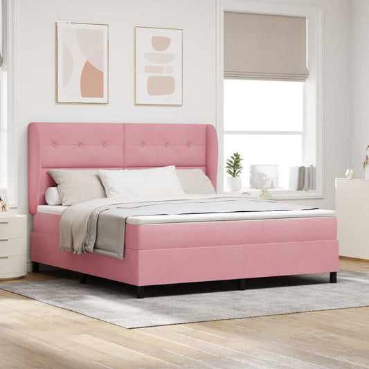vidaXL Κρεβάτι με ελατήρια με κεφαλάρι Ροζ 200 x 180 cm Βελούδο