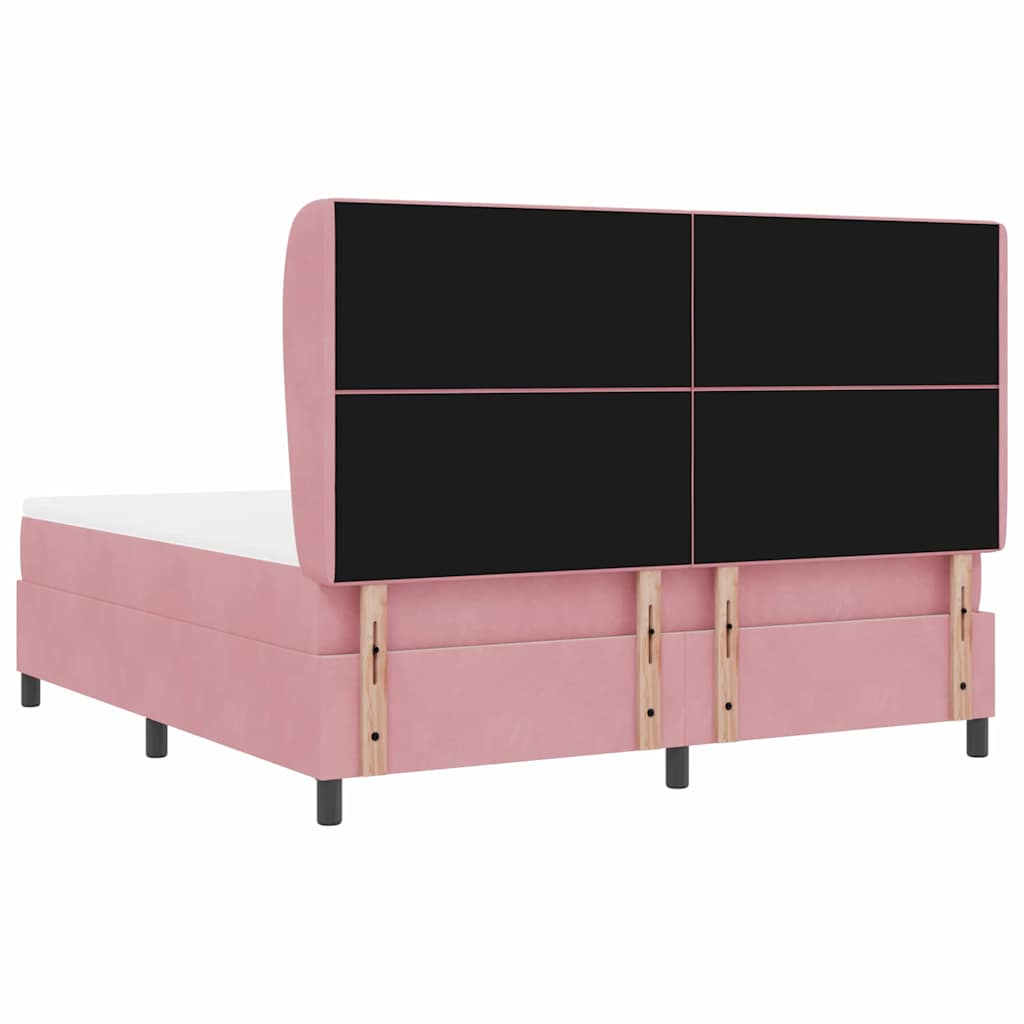 vidaXL Κρεβάτι με ελατήρια με κεφαλάρι Ροζ 200 x 180 cm Βελούδο