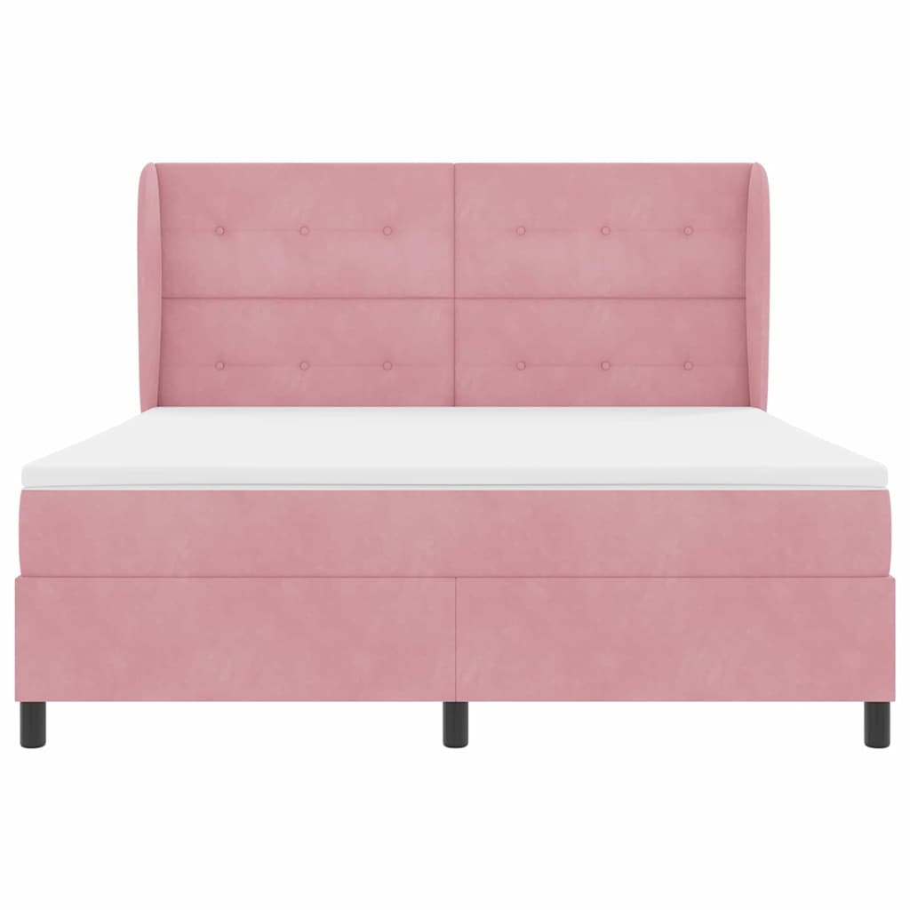vidaXL Κρεβάτι με ελατήρια με κεφαλάρι Ροζ 200 x 180 cm Βελούδο