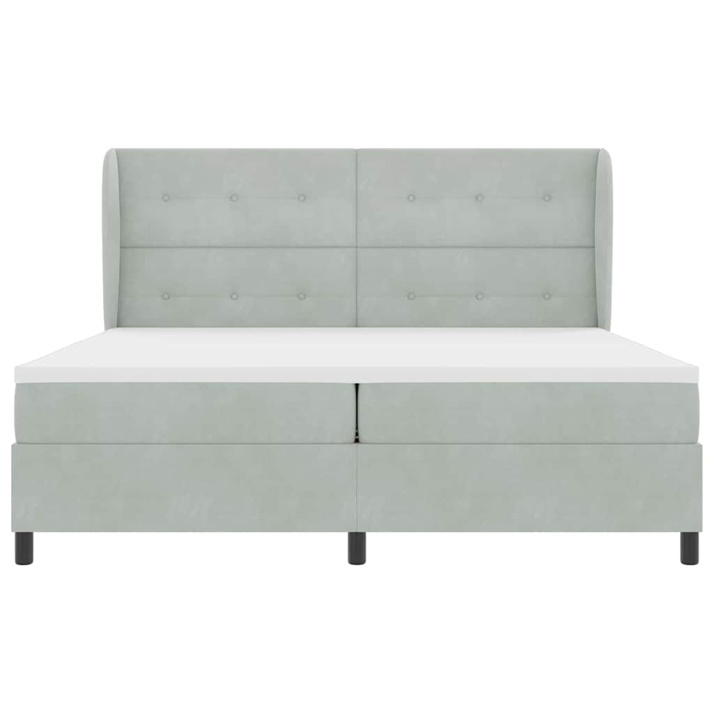 vidaXL Κρεβάτι με ελατήρια Ανοιχτό γκρι 200 x 200 cm Βελούδο