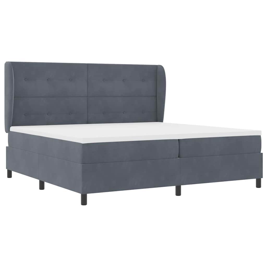 vidaXL Κρεβάτι με ελατήρια Σκούρο Γκρι 200 x 200 cm Βελούδο