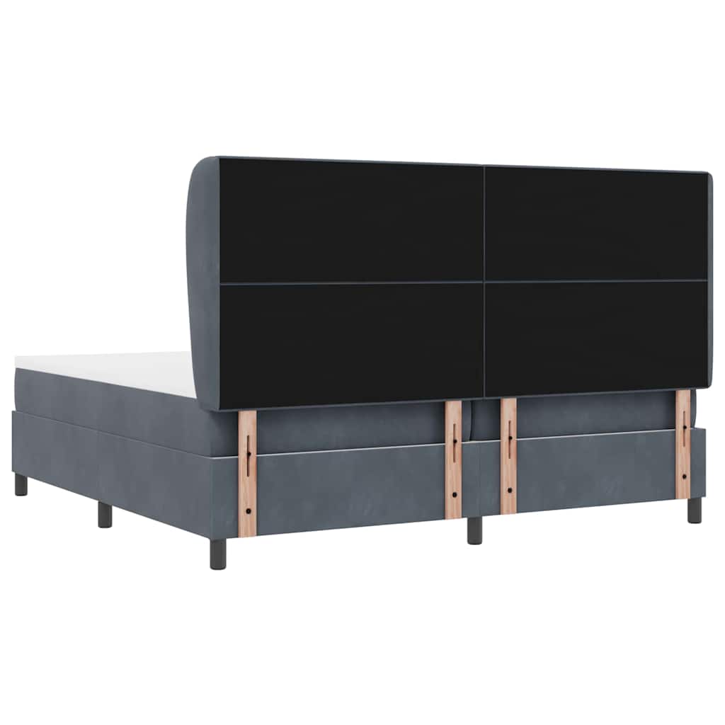 vidaXL Κρεβάτι με ελατήρια Σκούρο Γκρι 200 x 200 cm Βελούδο