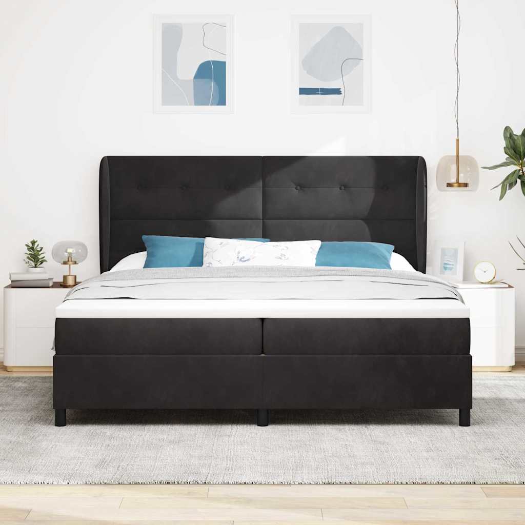 vidaXL Κρεβάτι με ελατήρια με κεφαλάρι Μαύρο 200 x 200 cm Βελούδο