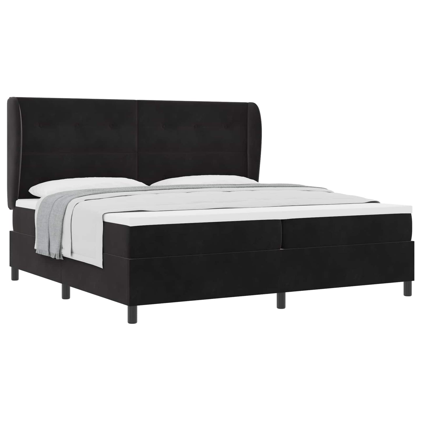 vidaXL Κρεβάτι με ελατήρια με κεφαλάρι Μαύρο 200 x 200 cm Βελούδο