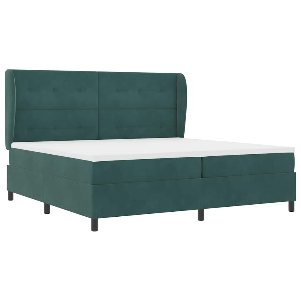 vidaXL Κρεβάτι με ελατήρια Σκούρο Πράσινο 200 x 200 cm Βελούδο