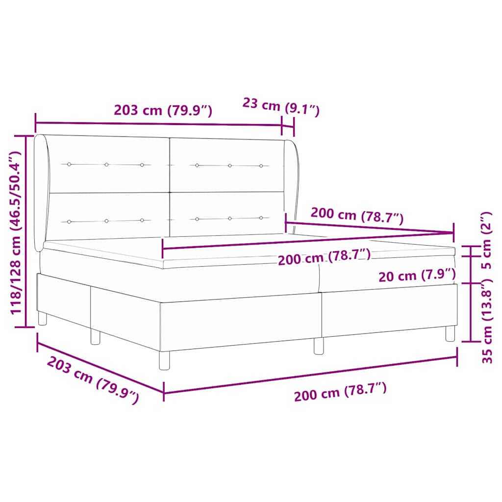vidaXL Κρεβάτι με ελατήρια Σκούρο Μπλε 200 x 200 cm Βελούδο