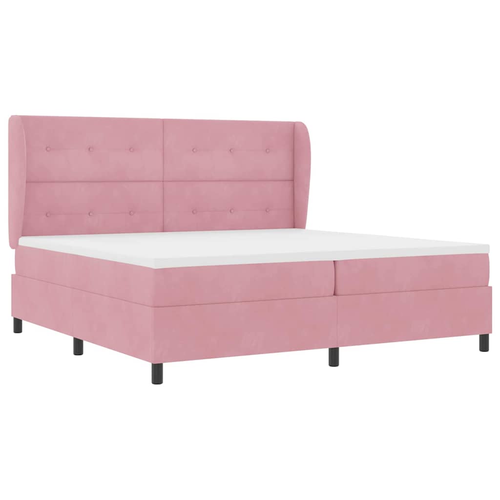 vidaXL Κρεβάτι με ελατήρια με κεφαλάρι Ροζ 200 x 200 cm Βελούδο