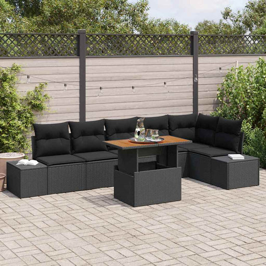 vidaXL Σέτ φαγητού για κήπο 7 pcs Μαύρο, Καφέ 100 x 55 x 73 εκ