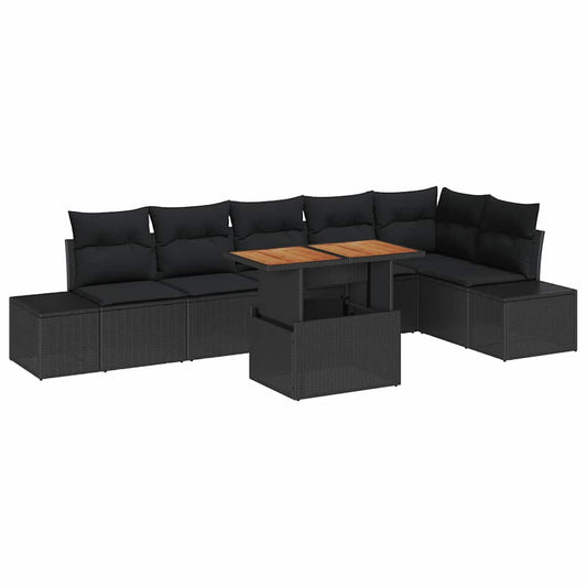 vidaXL Σέτ φαγητού για κήπο 7 pcs Μαύρο, Καφέ 100 x 55 x 73 εκ
