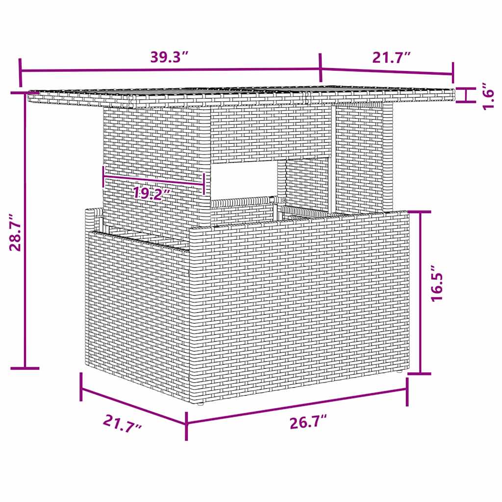 vidaXL Σετ 7 κομματιών τραπεζαρίας κήπου με μαξιλάρια Μαύρο Πολυ Ρατάν Ακακία