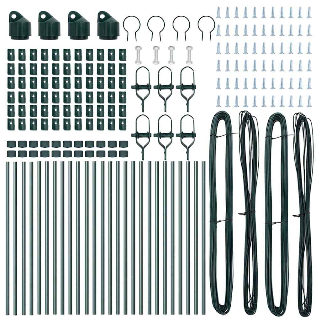 vidaXL Στήλες Φράχτη 26 τεμ Πράσινο Ø32 mm 100 cm Γαλβανισμένο Χάλυβα
