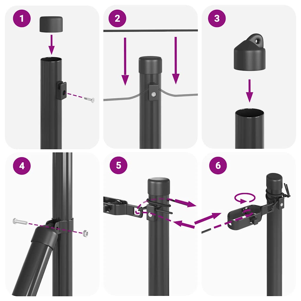 vidaXL Πόλοι Φράχτη 52 τεμάχια Γκρι Ø32 mm 80 cm Γαλβανισμένο Χάλυβα