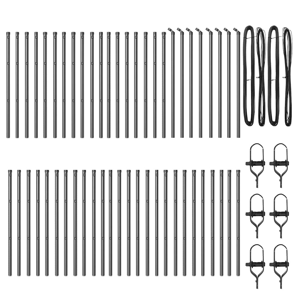 vidaXL Πό posts 52 τεμ Γκρι Ø32 χιλ 100 εκ Γαλβανισμένο Χάλυβα