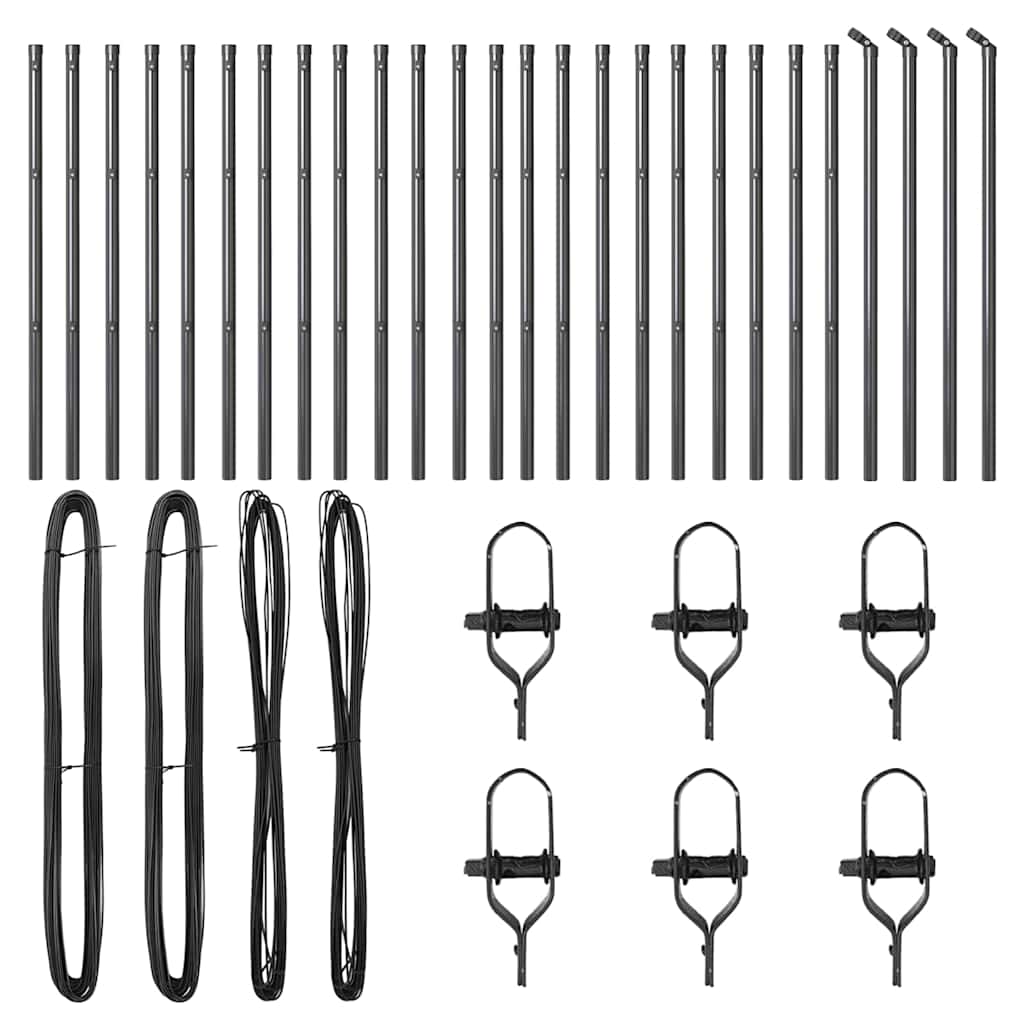 vidaXL Θέσεις Φράχτη 26 τεμ Γκρι Ø32 χλστ 120 εκ Γαλβανισμένος Χάλυβας