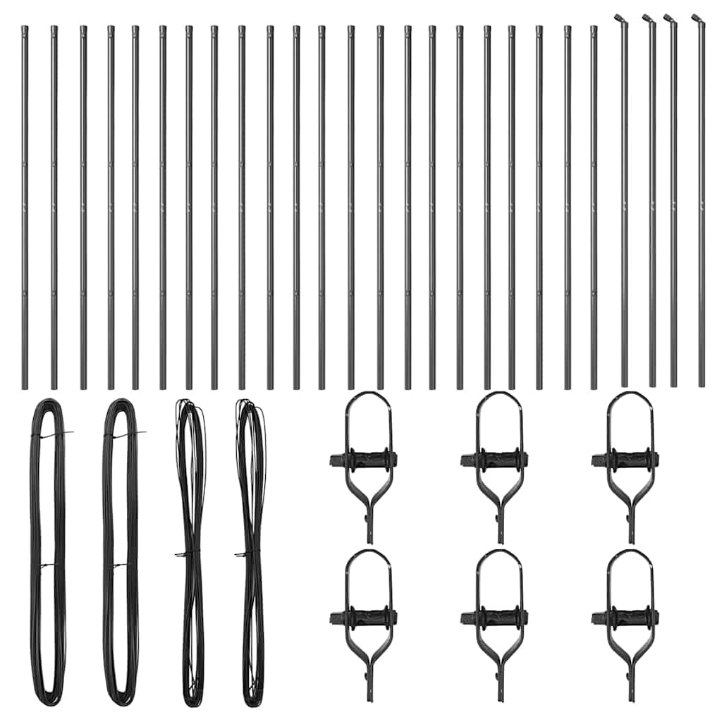 vidaXL Στυλίτες Φράχτη 26 τεμ Γκρι Ø32 mm 210 cm Γαλβανισμένο Χάλυβα