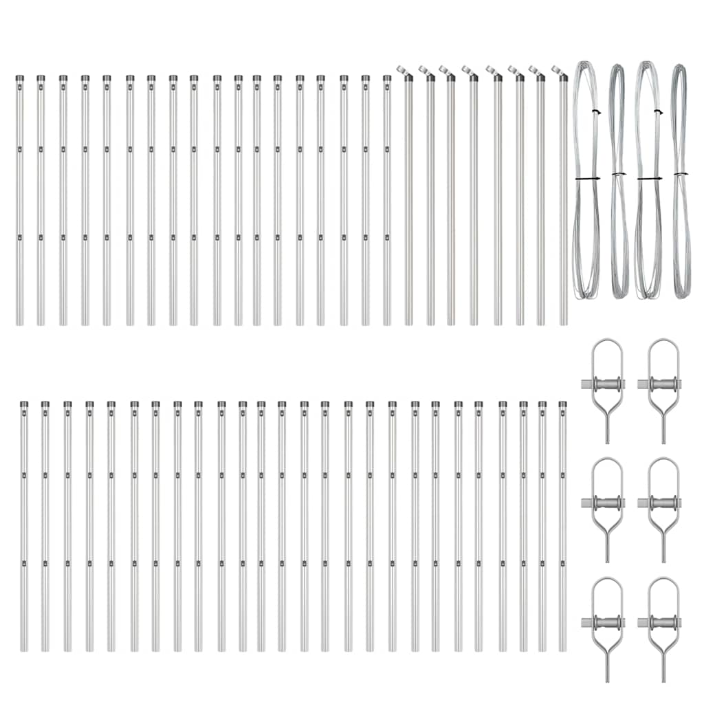 vidaXL Στήλες Φράχτη 52 τεμ Ø32 χλστ 80 εκ Γαλβανισμένο Ατσάλι