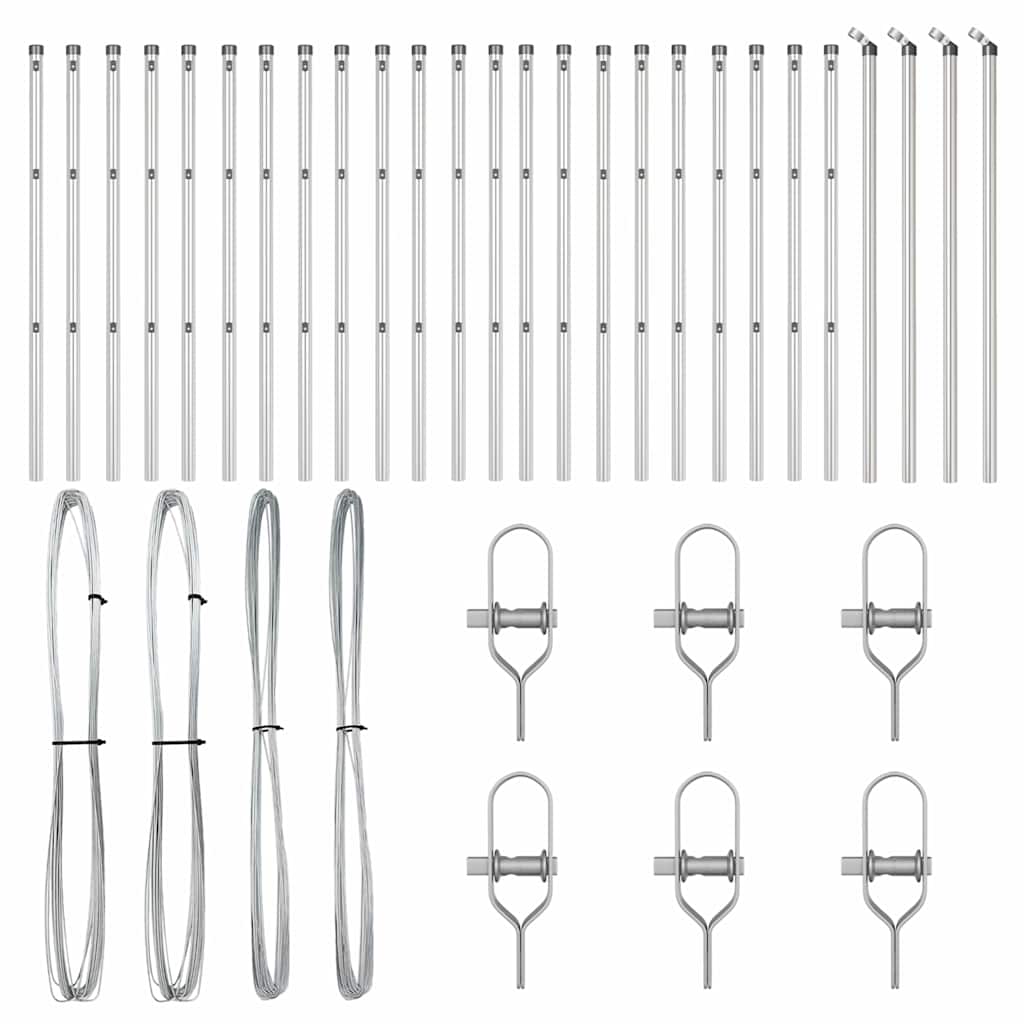 vidaXL Πολυάριθμοι Πόλοι Φράχτη 26 τεμ Ø32 χλστ 120 εκ Γαλβανισμένο Χάλυβα