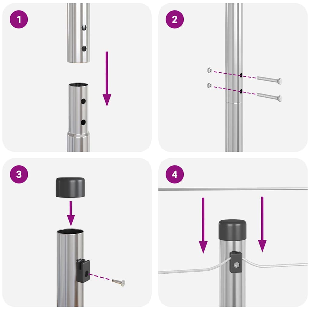 vidaXL Πόδια Φράχτη 52 τεμ Ø32 mm 170 cm Γαλβανισμένο Χάλυβα