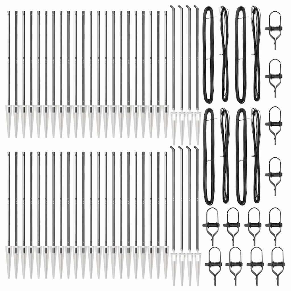 vidaXL Στηλοί Φράχτη με Ακίδα 52 τεμάχια Ø32 mm 180 cm Γαλβανισμένο Χάλυβα