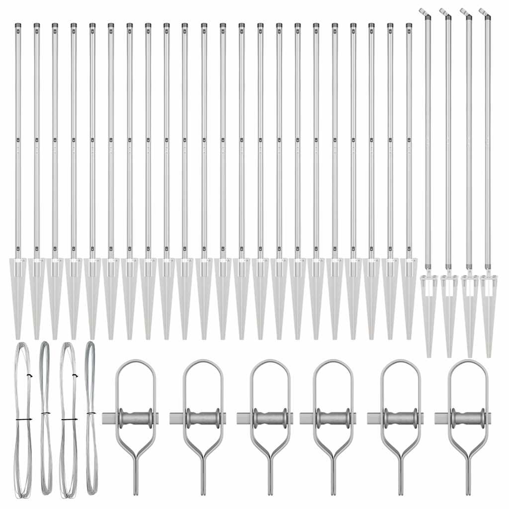 Πόλοί περιφράξεων vidaXL με αιχμή 26 τεμάχια Ø32 mm 170 cm Γαλβανισμένο χάλυβα