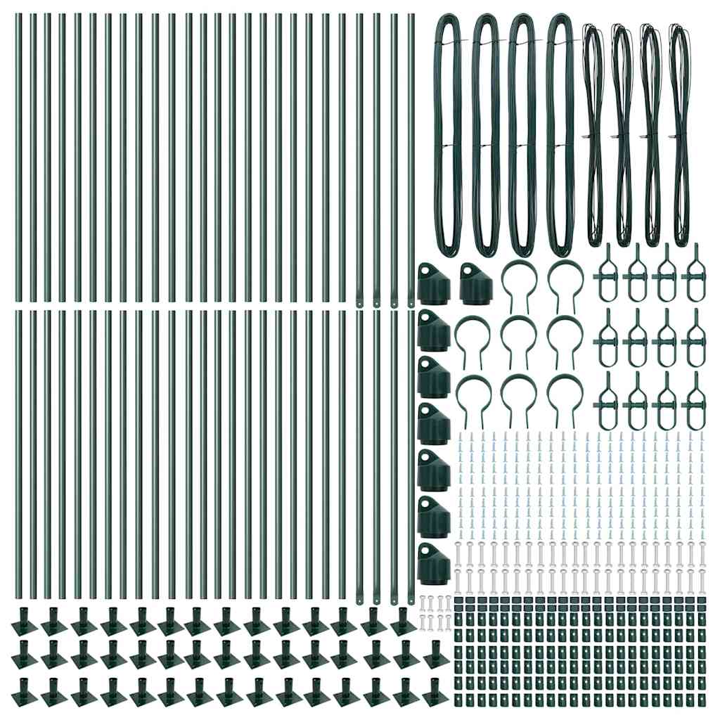 vidaXL Σταθερές Ραβδώσεις με Βάσεις 52 τεμ Ø32mm 90cm Γαλβανισμένο Χάλυβα
