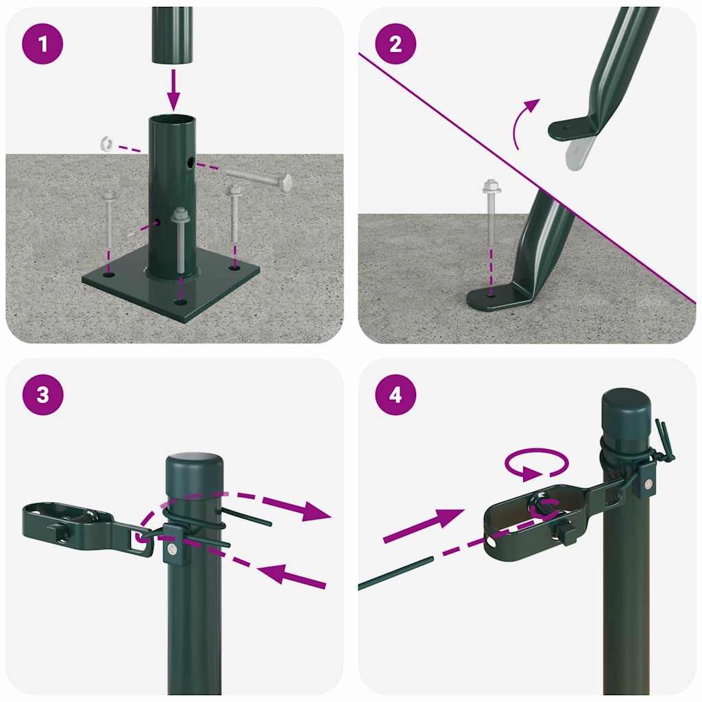 vidaXL Στυλίδες Φράχτη με Βάσεις 26 τεμ Ø32mm 83,5cm Γαλβανισμένο Ατσάλι