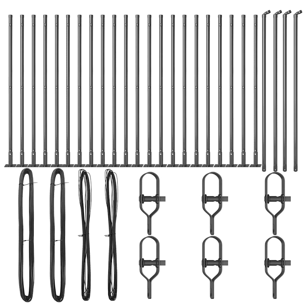 vidaXL Στυλίδια φράχτη με βάση 26 τεμ Ø32mm 70cm Γαλβανισμένο Ατσάλι