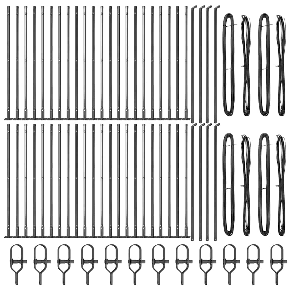 vidaXL Στηλοβάτες με βάσεις 52 τεμάχια Ø32mm 70cm Γαλβανισμένος Χάλυβας