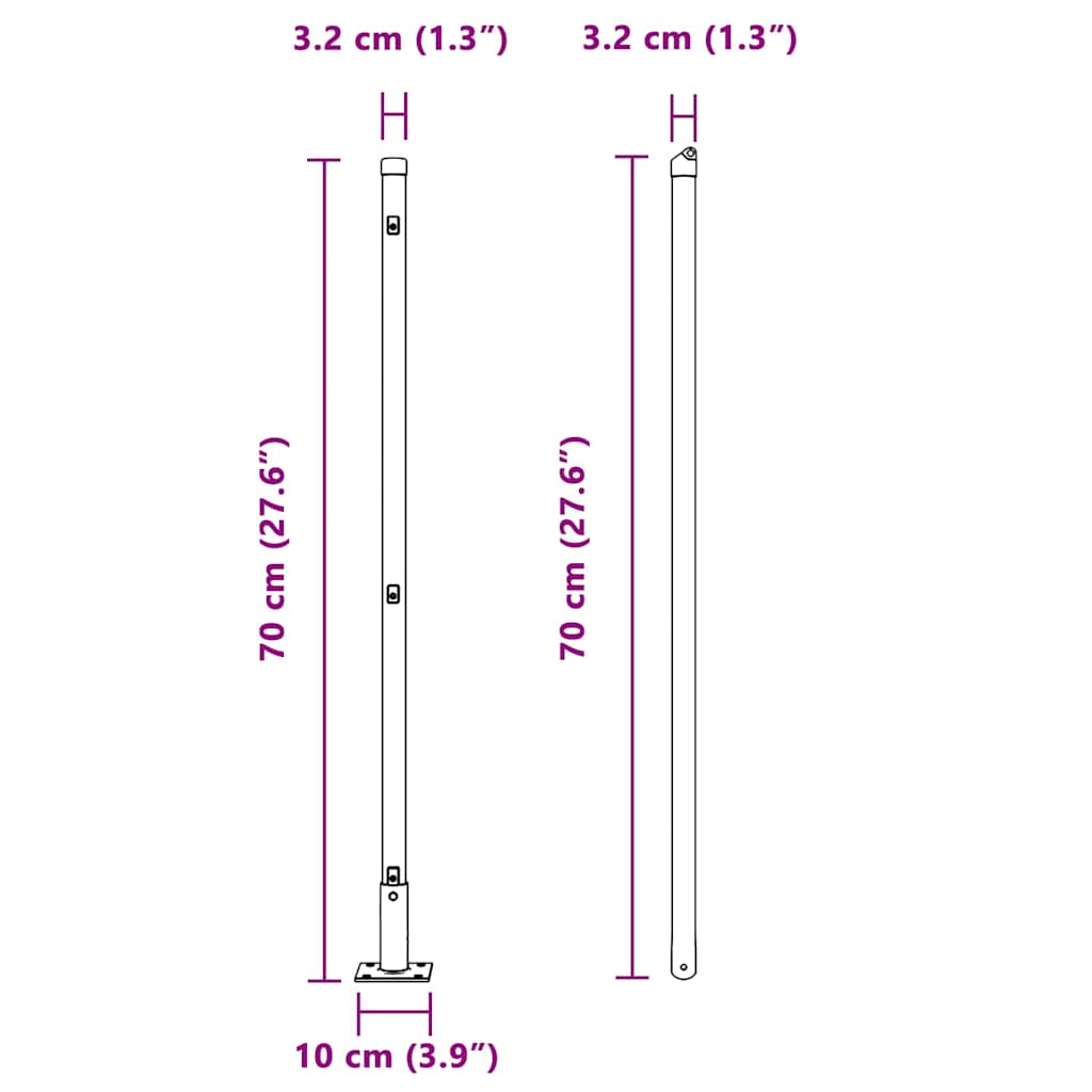 vidaXL Στηλοβάτες με βάσεις 52 τεμάχια Ø32mm 70cm Γαλβανισμένος Χάλυβας