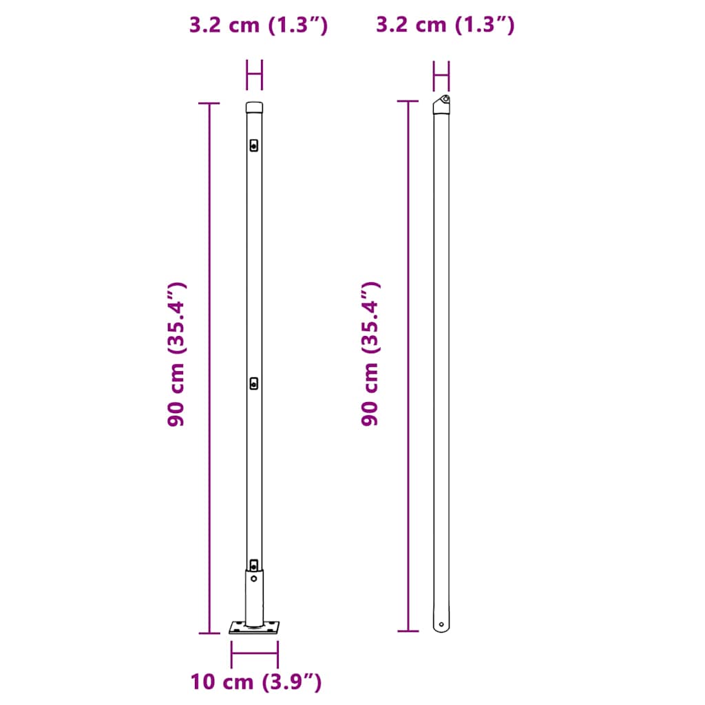 vidaXL Στυλίσκοι με Βάσεις 26 τεμάχια Ø32mm 90cm Γαλβανισμένο Ατσάλι