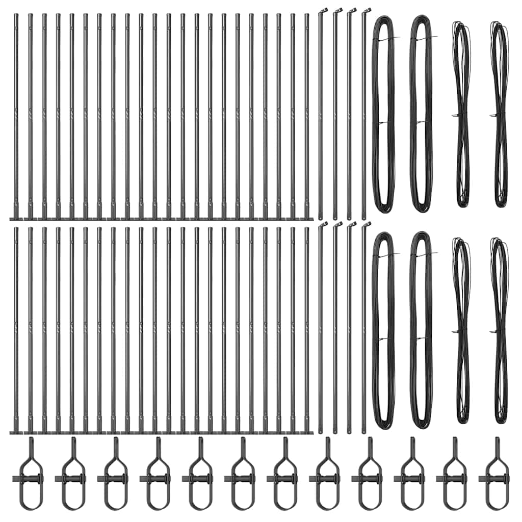 vidaXL Στυλοβάτες Φράχτη με Βάσεις 52 τεμ Ø32mm 88,5cm Γαλβανισμένος Χάλυβας